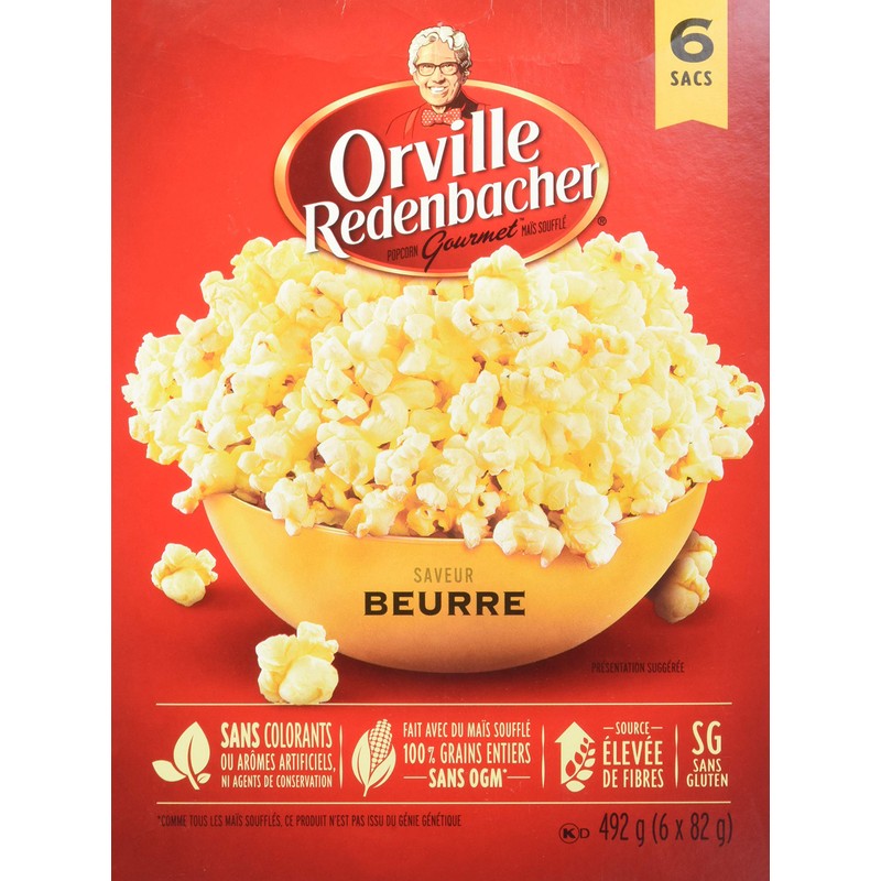 Orville Redenbacher's Buttery Flavor Popcorn, 492g/17.4oz Box, (6ct x 82g)