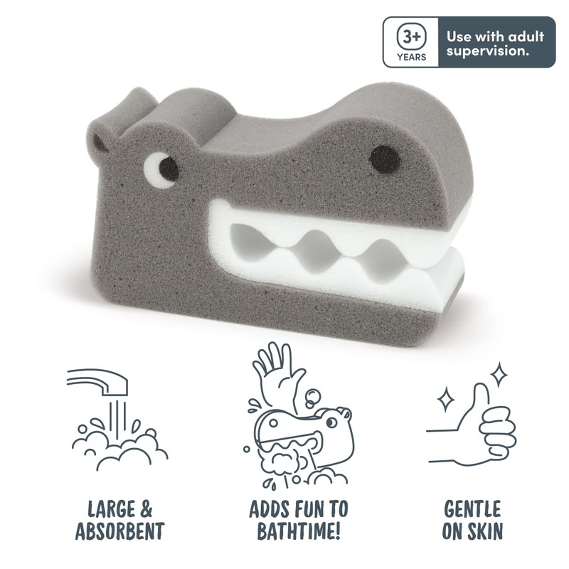 Genuine Fred Bath Biters, Children's Bath Sponge, Hippo
