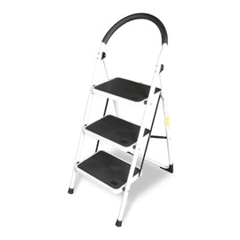 BIG RED 3 Step Ladder: Ergonomic Folding Stool with Anti-Slip Pedal, Step Stool with Padded Handle for Kitchen, Household, Offices. 400 lb Capacity