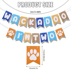 Bluey Birthday Decoration, Wackadoo I'm Two Banner Paw Print Blue Happy Birthday Background Hanging Banner for Boys Girls Dog Theme Birthday Party Decorations Accessories