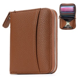 ZMDB Women's Wallet with RFID Blocking, Small & Short Women's Wallet PU Leather Wallet with Zip & Purse, Women's Purses with Multiple Card Slots, 002 Brown, 主义