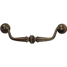 Van Dyke's Restorers Marella 1800 Circa Simple Brass Drop Pull, 4 1/4 Inch, Antique Brass Dark