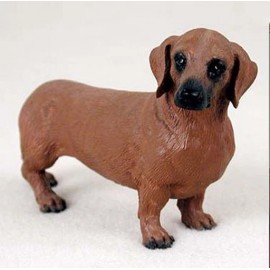 DACHSHUND (RED) DOG Figurine Statue Hand Painted Resin Gift Pet Lovers Tan