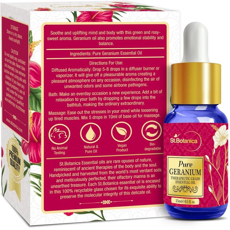 St.Botanica St.Botanica Pure Geranium Essential Oil, 15ml