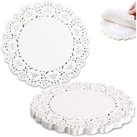 150 Pieces Paper Doilies, Round Paper Doilies, 4.5 Inch Doilies for Food, Disposable Lace Paper Doilies for Tables, Round Paper Placemats Bulk for Cakes Desserts Crafts, Wedding Tableware