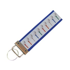 Golf Balls on Tees Key Chain, Golfer Key Fob, Fabric Golfing Key Holder on Blue Background