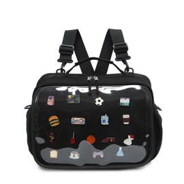 CHERRY SAUCE Square Messenger Bag Ita Bag Kawaii Canvas Pin Display Purse Multifunctional Backpack Crossbody Shoulder Bag