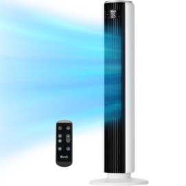 LEVOIT Tower Fan for Bedroom, 25ft/s Velocity Standing Fan with 28dB Quiet for Sleep, Remoter, 12H Timer, 5 Speeds, 4 Modes, 90° Oscillation for Home, Office, Indoor, Bladeless 36 inch, White