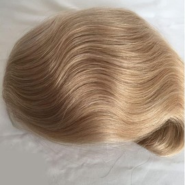 Kikzok Dreambeauty 10x8 Inch Toupee for Men,European Human Hair Lace Front Natural Hairline Men's Hairpieces 0.08mm Thin Skin PU V-looped Replacement System (#22 Light Ash Blonde Color)