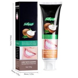 Hppsctink 2PCS Kokosnuss-Zahnpasta, Zahnweißende Zahnpasta, Zahnflecken entfernen, Frischer Atem, 2pcs*100g, toothpastes