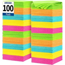 FIXSMITH Microfiber Cleaning Cloth, 100 Pack Shop Towels, Micro Fiber Cloth for Cleaning Car, All-Purpose Absorbent Cleaning Rags for Housekeeping, Dust Cloth for Office, Car Wash Towels, 12inx12in