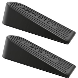 Large Rubber Door Stopper 2 Packs Heavy Duty Wedge Sturdy and Stackable Door Stop, Fit for Gaps up to 2.0 Inches ，Non-Scratching Doorstops Special for Home Office School Heavy Door (Black)
