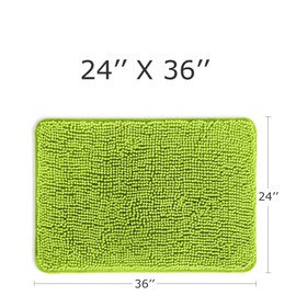 Yeaban Lime Green Bathroom Rugs – Thick Chenille Bath Mats | Absorbent and Washable Bath Rug Non-Slip, Plush and Soft Rugs for Bathroom Floor, Shower, Sink - 24" x 36"