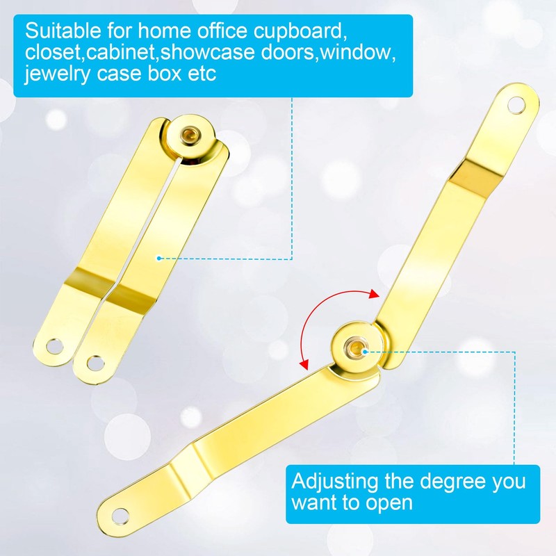 OIIKI 10pcs Gold Lid Support Hinge with 20 Screw, Foldable