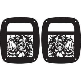 JeepTails Punching Gorilla Tail lamp Light Covers Compatible with Jeep CJ or YJ and TJ Wranglers Black Set of 2