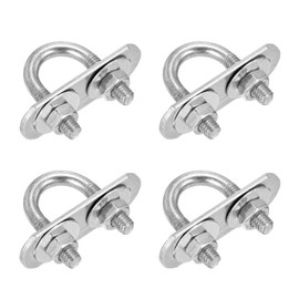 DTGN M6x16x34mm U Bolts Round Kit - 4Set - 304 Stainless Steel U-Bolt Kit with Nuts, Washers, Frame Plate - Good for DN8 Pipe, Trailer, Automotive, Leaf Spring Fastener