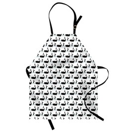 Lunarable Whale Apron, Nautical Themed Repeating Pattern with Mammal Fish and Waves, Unisex Kitchen Bib with Adjustable Neck for Cooking Gardening, Adult Size, Charcoal White