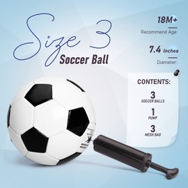 ZOOJOY 3 Pack Soccer Ball Size 3 for Kids, Outside Sport Soccer Ball Set for Boys Girls, Classic Design with Pump, Play Ball Toys & Gifts for Toddlers 2 3 4 5 6 7 8