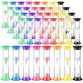 Set of 40 Pcs Sand Timer Kids 1 Minute Sand Timer Classroom 1 Minute Acrylic Covered Hourglass Clock for Preschool Teacher Supplies, 3.35 x 0.98 x 0.98 Inches(Multicolor)