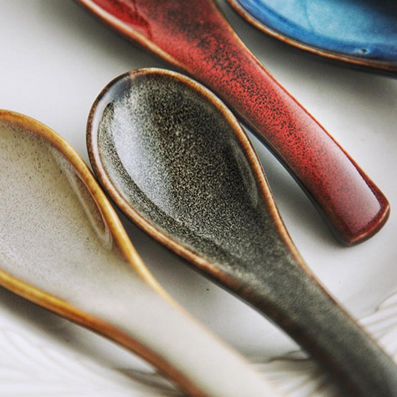 2 Pcs Starry ceramic spoon, Ramen spoon, soup spoon, dinner
