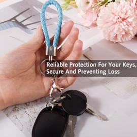 Luxiremi 5 Pcs Braided PU Leather Strap Keyring Keychain Car Key Chain Ring Key Fob for Women Men (Colour group 2)