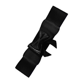 Banned Women's Stretch Faux Leather Waist Belt Bow Play It Right Dress Belt Red/White/Black/Purple/Blue 7 cm Wide