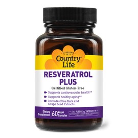 Country Life Resveratrol Plus, Antioxidant - 60 Vegetarian Capsules                                                                                   