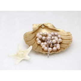 Schmuckwilli Pearl Necklace for Women - 45 cm Length with 10 mm Large Purple Round Mallorca Beads - Elegant Necklace with Shell Pearls for Any Occasion, Shell, Pearl