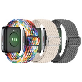 3 Pack Braided Nylon Elastic Adjustable Replacement Bands for SKG V7 Pro Smartwatch /SKG V7 Smartwatch /ENOMIR Smartwatch /Tensky Smartwatch /TOZ0 S2 44mm Smartwatch for Women Man