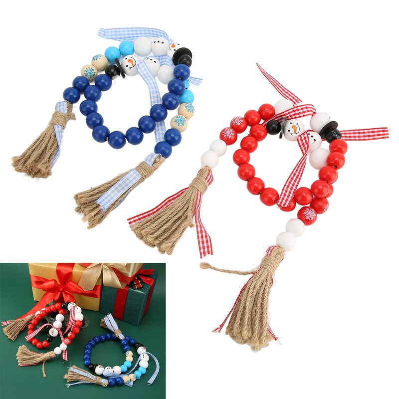 Wooden Bead String DIY Christmas Party Decoration Wall Hanging Long