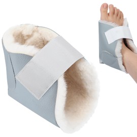 Jeere 1 Pcs Heel Protector for Pressure Sores Boot Sheepskin Heel Pad Soft Foot Cushions Pad Adjustable Foot Pillows with Securing Strap for Protect Feet Ankle Pressure Bed Sores(Blue)