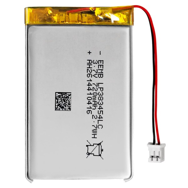 EEMB 3.7V 720mAh 383454 Lipo Battery Rechargeable Lithium Polymer ion Battery Pack with JST Connector Make Sure Device Polarity Matches with Battery Before Purchase!!!