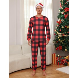 iClosam Christmas Family Matching Pajamas Plaid Print Sleepwear Jammies Festive Christmas Pjs Sets with Pockets