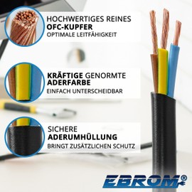 EBROM Hose Line H05VV-F 3G1 mm² - 3 x 1 mm² - Black - 10 m
