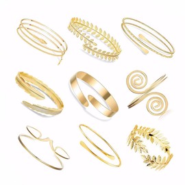 FDEETY Bracelet Jewellery 9 Pieces Alloy Metal Elegant Snake Bracelet Upper Bangle Set Ideal for Festivals Parties and Everyday Jewellery, Metal, Alloy