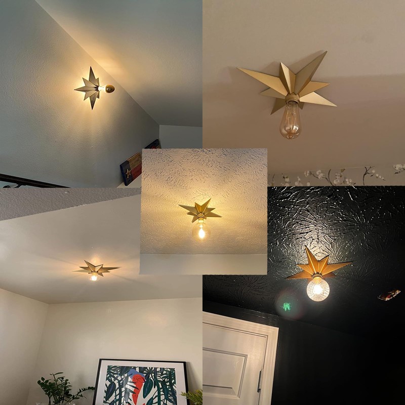 SHUKEFER Star Flush Mount Ceiling Light Fixture E26/E27 Moravian Gold