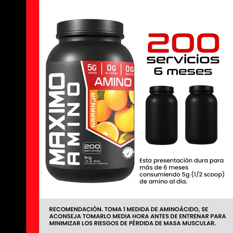 Suplemento Aminoacidos Maximo 1kg 200 Servs Varios Sabores