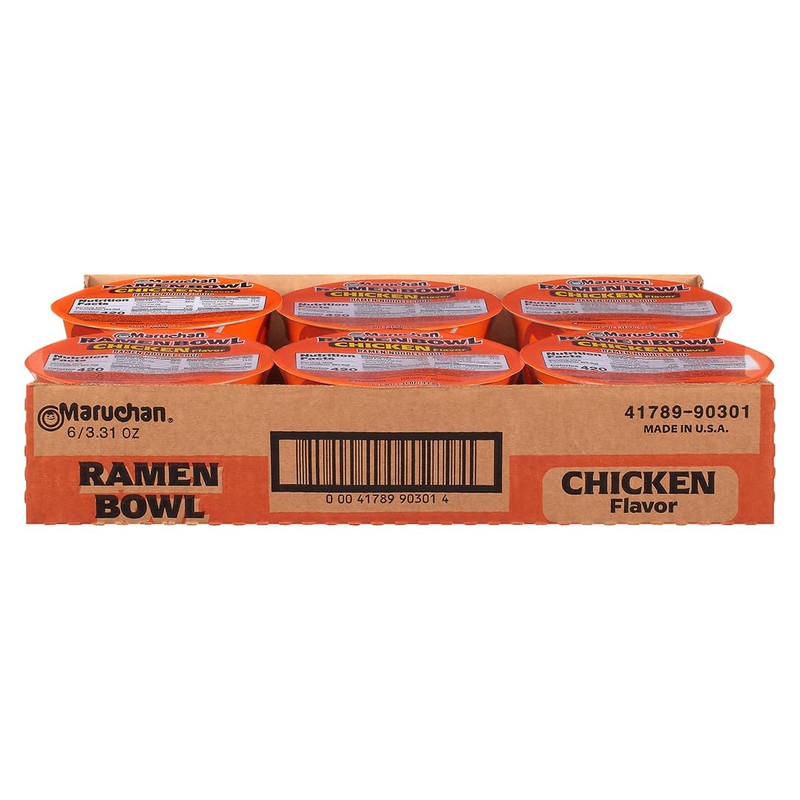 Maruchan Bowl Chicken, Microwaveable Ramen Soup Mix, 3.31 Oz, 6