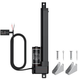 Justech 12V Heavy-Duty Linear Actuator 450lbs/2000N-8inch/200mm Silent IP54 Electric Actuator with Brackets for Electric Windows, RV Adjustments, Solar Trackers, Industrial Machinery, Black