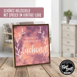 TypeStoff Wooden Sign with Saying - Laughter - Vintage Look with Quote as Gift and Decoration on Beauty and Joy - HS-00772