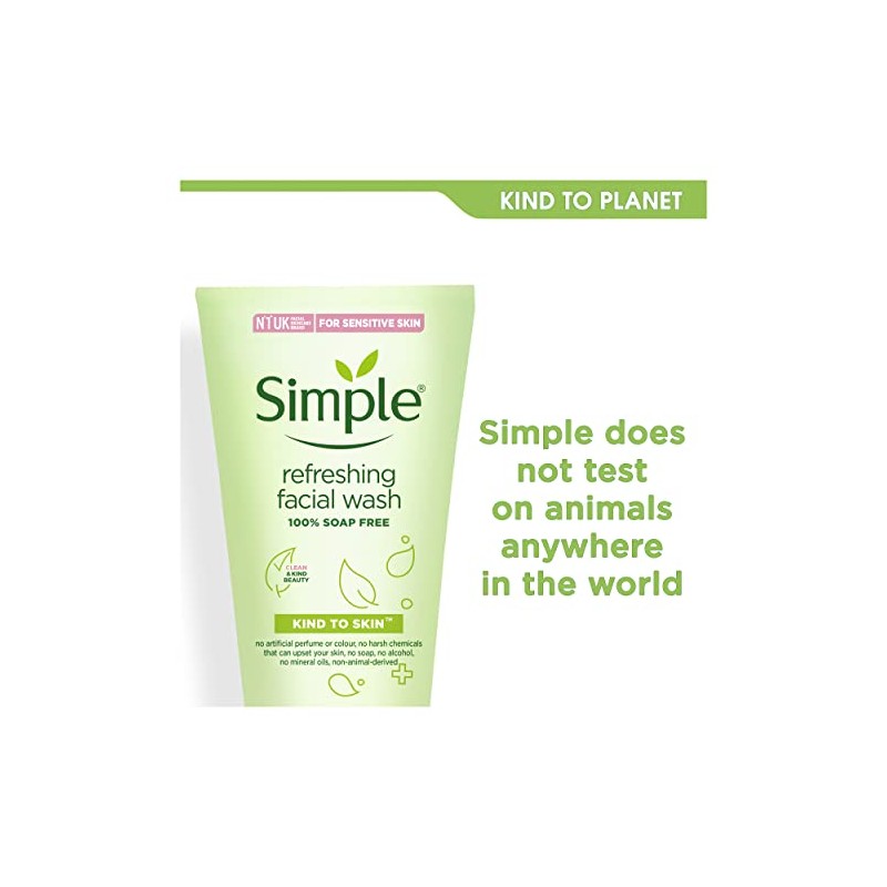 Simple, Gel de Limpieza Facial Refrescante, Piel Sensible 150 ml