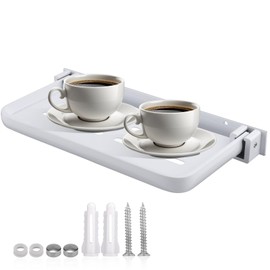 PEUTIER RV Shelf, RV Aluminum Foldable Shelf 90 Degree Foldable Wall Shelf for Inside Wall-Mounted Folding Shelves Unleash Space for Camper Trailer Bed Kitchen Sofa (White)