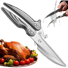 Heavy-Duty Kitchen Shears, Stainless Steel, Serrated Edge, Multi-Purpose Poultry and Food Scissors