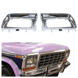HECASA Headlight Bezel Pair Compatible with 1978-1979 Ford F-100 F-150 F-250 F-350 Bronco Truck Replacement for FO2513115 FO2512114 D8TZ13064E D8TZ13064F Left & Right Light Bezel Frame Chrome Silvery
