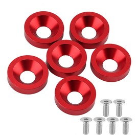 Duokon 6pcs M8 Kennzeichenrahmen Kotflügel Stoßstange Motorabdeckung Unterlegscheibe/Schraubensatz für Auto/Motorrad (8mm) (Rot)