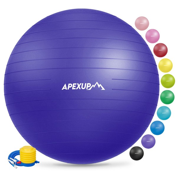 APEXUP Yoga Ball Exercise Ball, Pilates Ball, Anti Slip Stability