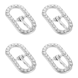 uxcell 4Pcs Rhinestone Roller Buckles, Single Prong Metal Belt Buckle Crystal Triglides Slider Movable Bar Strap Adjuster for Bags Coats Leather Crafts (9x15x28mm, Silver)