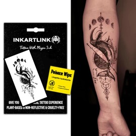 INKARTLINK Semi Permanent Tattoo, temporary tattoo, adult art design, party gift, waterproof, realistic, no adhesive, no reflective, lasts 1-2 weeks (The whale)