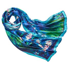 prettystern Women's Silk Scarf Van Gogh Painting Art Prints - P551 Monet Water Lilies