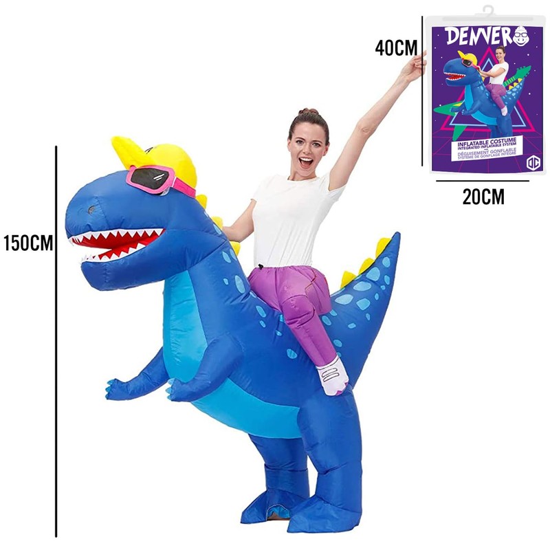 OriginalCup® Inflatable Dinosaur Costume, Blue, Unusual Adult Size Costume, Made